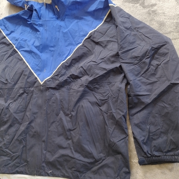 TORY BURCH SPORT Color Block Running Jacket, Cobalt Navy Blue, Size Large - Picture 2 of 7